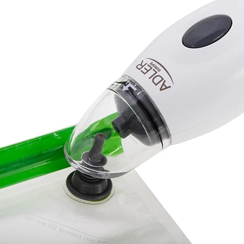 Set pompë vakumi ushqimi, Adler AD 4514, automatike, AC/6xAA, 8 L/min, 10 qese + 3 kapakë + tapë shishe, e bardhë