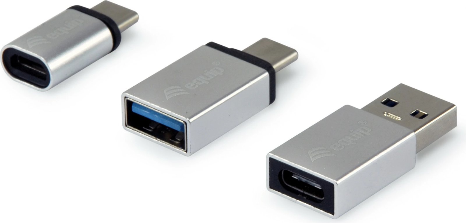 Adapter OTG USB-C Equip 3 copë, USB C/USB A/Micro-USB, argjendtë