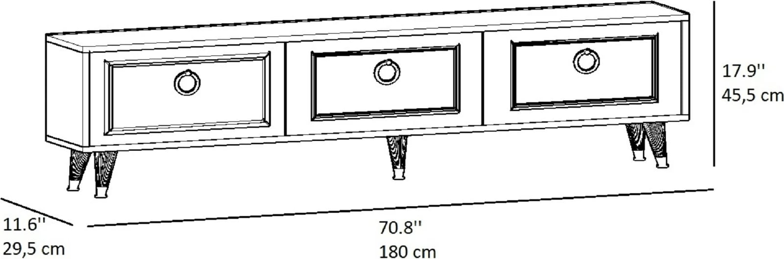 Komodë TV Hanah Home, Sona, e bardhë me të artë