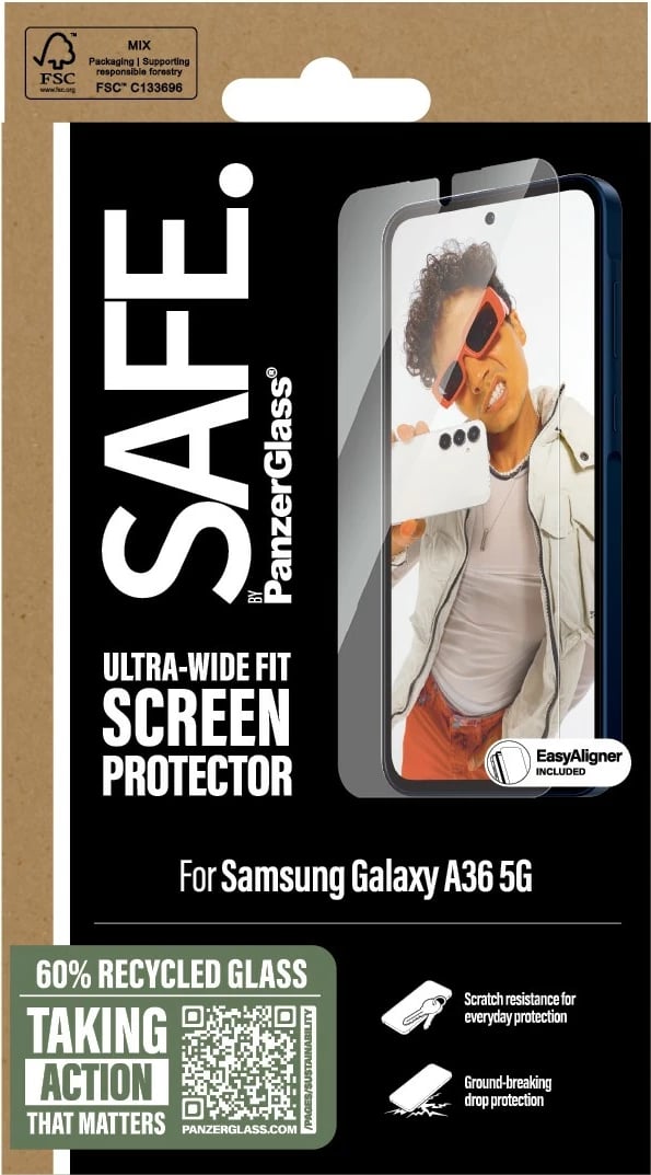 Mbështjellës ekrani PanzerGlass për Samsung Galaxy A36 5G, transparent