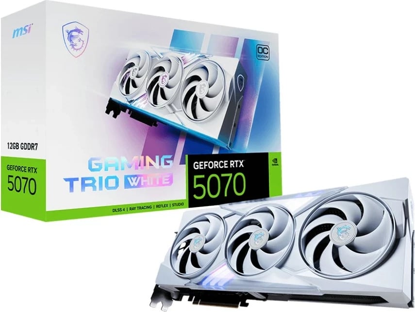 Kartelë grafike MSI GeForce RTX 5070 GAMING TRIO OC, 12 GB GDDR7, e bardhë