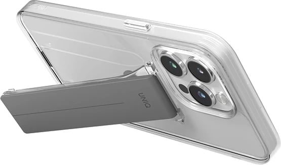 Mbështjellës UNIQ Heldro Mount me stand për iPhone 15 Pro Max 6.7", transparent
