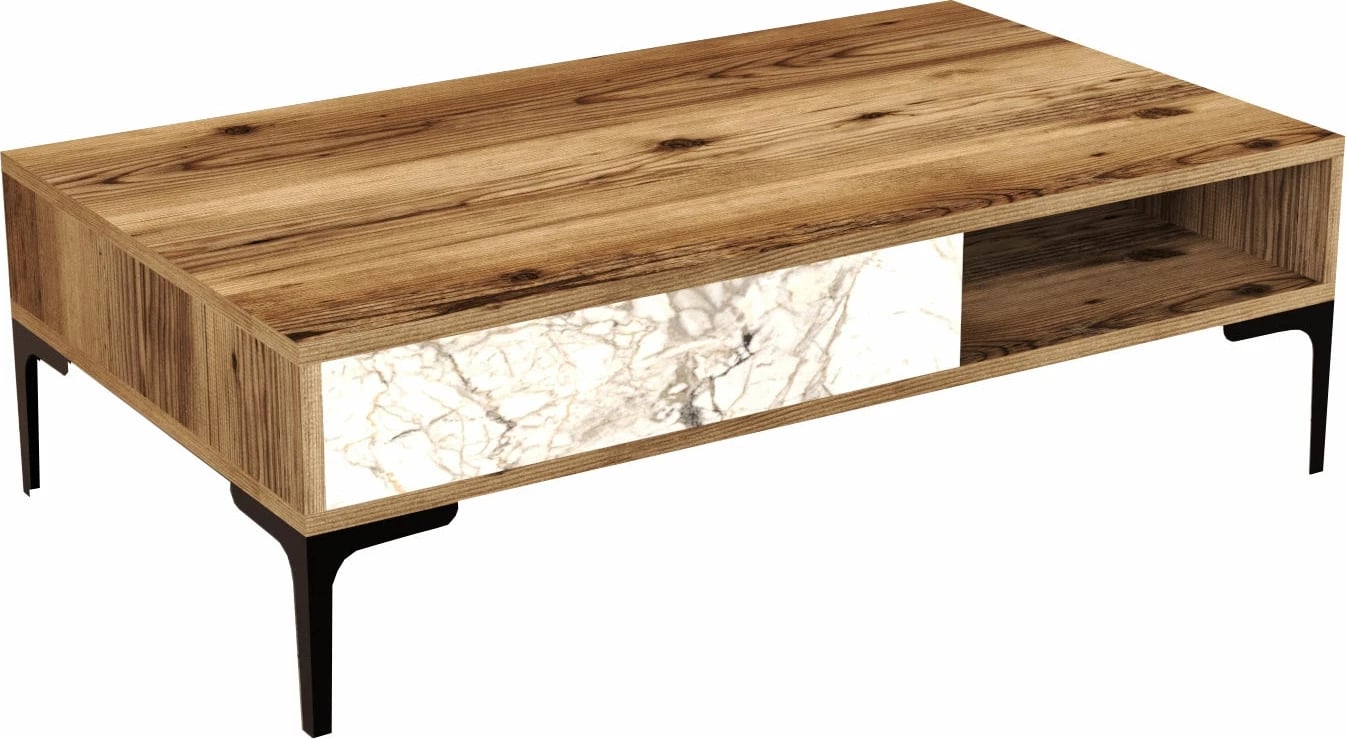 Tavolinë kafeje Hanah Home, Istanbul, ngjyrë arre dhe mermer i bardhë