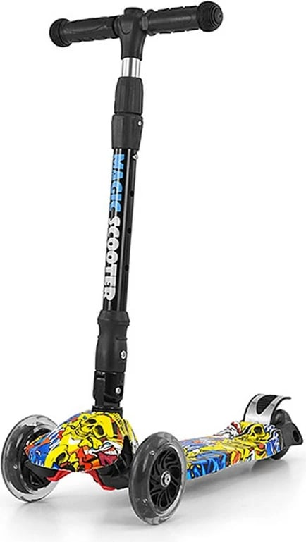 Trotinetë, Milly Mally, Magic Scooter Graffiti, 3 rrota, timon i rregullueshëm, deri 50 kg, Multicolor
