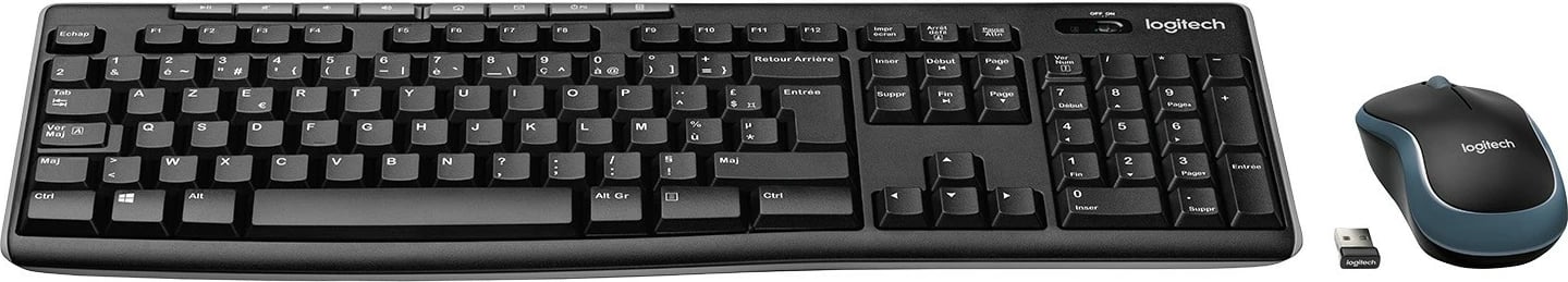 Komplet maus dhe tastierë Logitech MK270, Wireless, AZERTY, E zezë