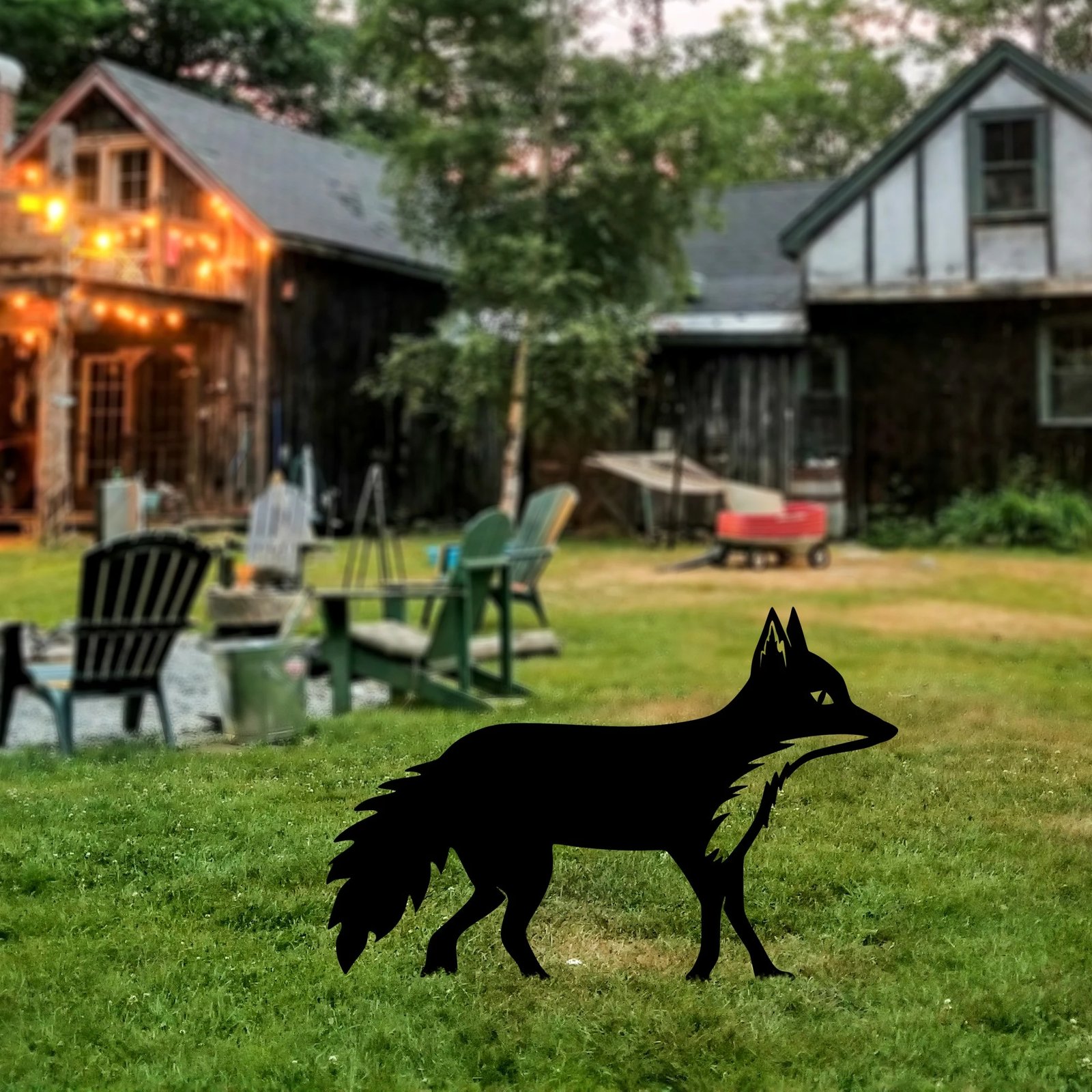 Objekt dekorativ për kopsht, dhelpër, Aberto Design, ngjyrë e zezë, 48x50cm