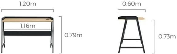 Tavolinë Nextdeco me kornizë metalike, sipërfaqe druri, Ngjyrë e zezë natyrale