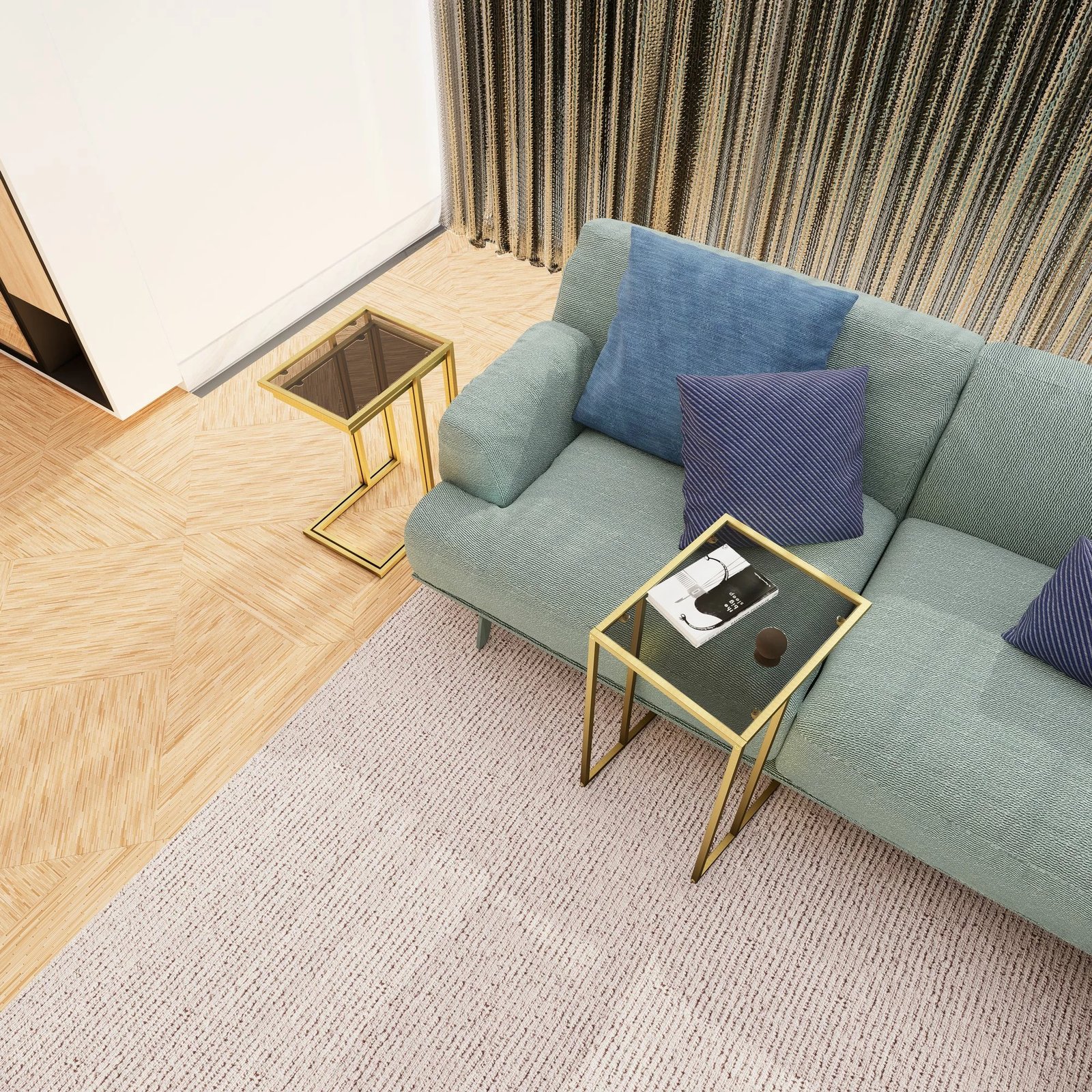 Set tavolinash të vendosshme (3 copë), Hanah Home, Ibiza C, ngjyrë ari, fume