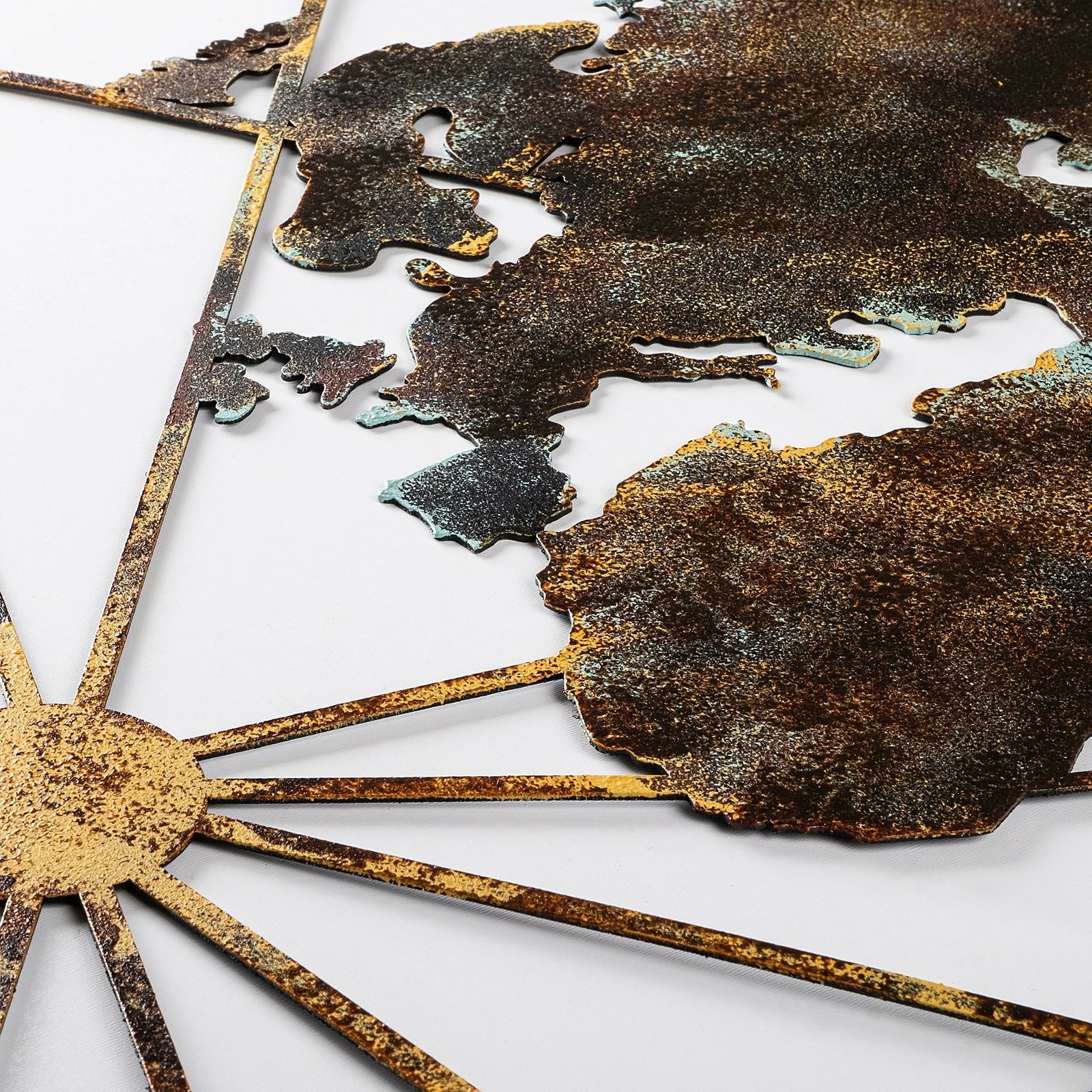 Aksesor dekorativ metalik për mur, hartë bote, madhësi e madhe, Wallity