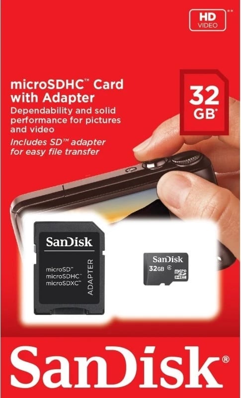 Kartë kujtese SanDisk microSDHC 32GB me adapter