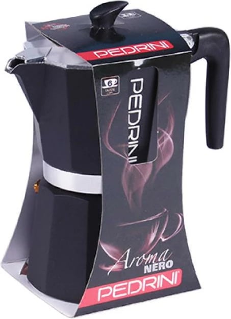 Bërëse kafeje moka, Pedrini, Aroma Nero 9114-8/91148, 6 filxhanë, alumin, gri e errët