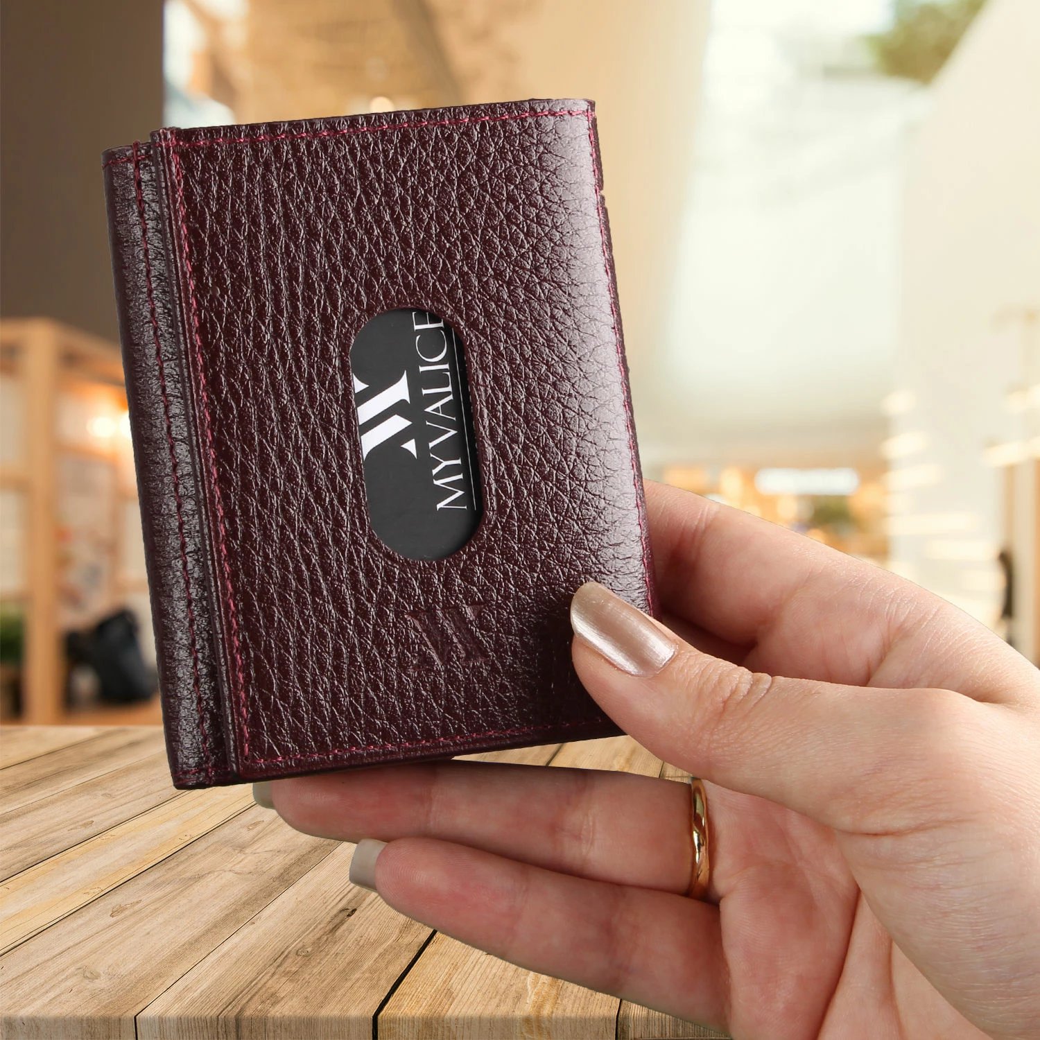Portofol lëkure ngjyrë e kuqe e errët, Zoozie Bags, 4502