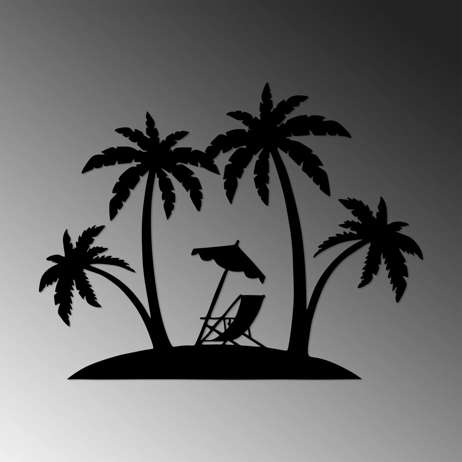 Aksesor dekorativ metalik për mur, palmë, Wallity, 70x54cm, i zi