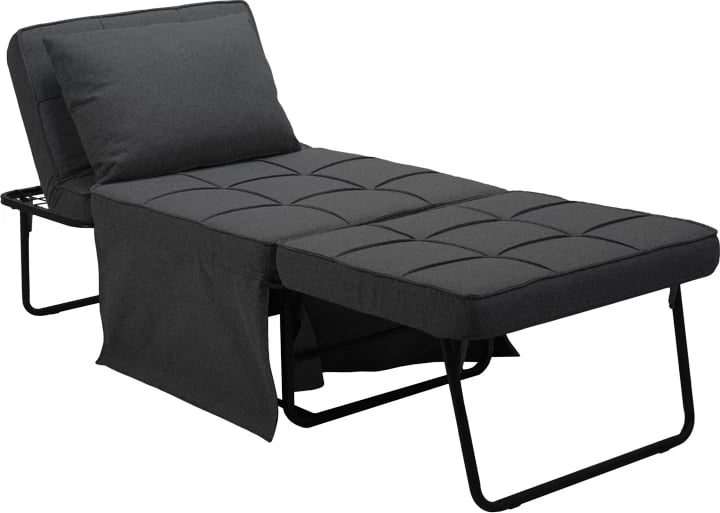 Karrige-shtrat Grejio, ngjyrë gri e errët, këmbë metalike të zeza, 70x70x45cm