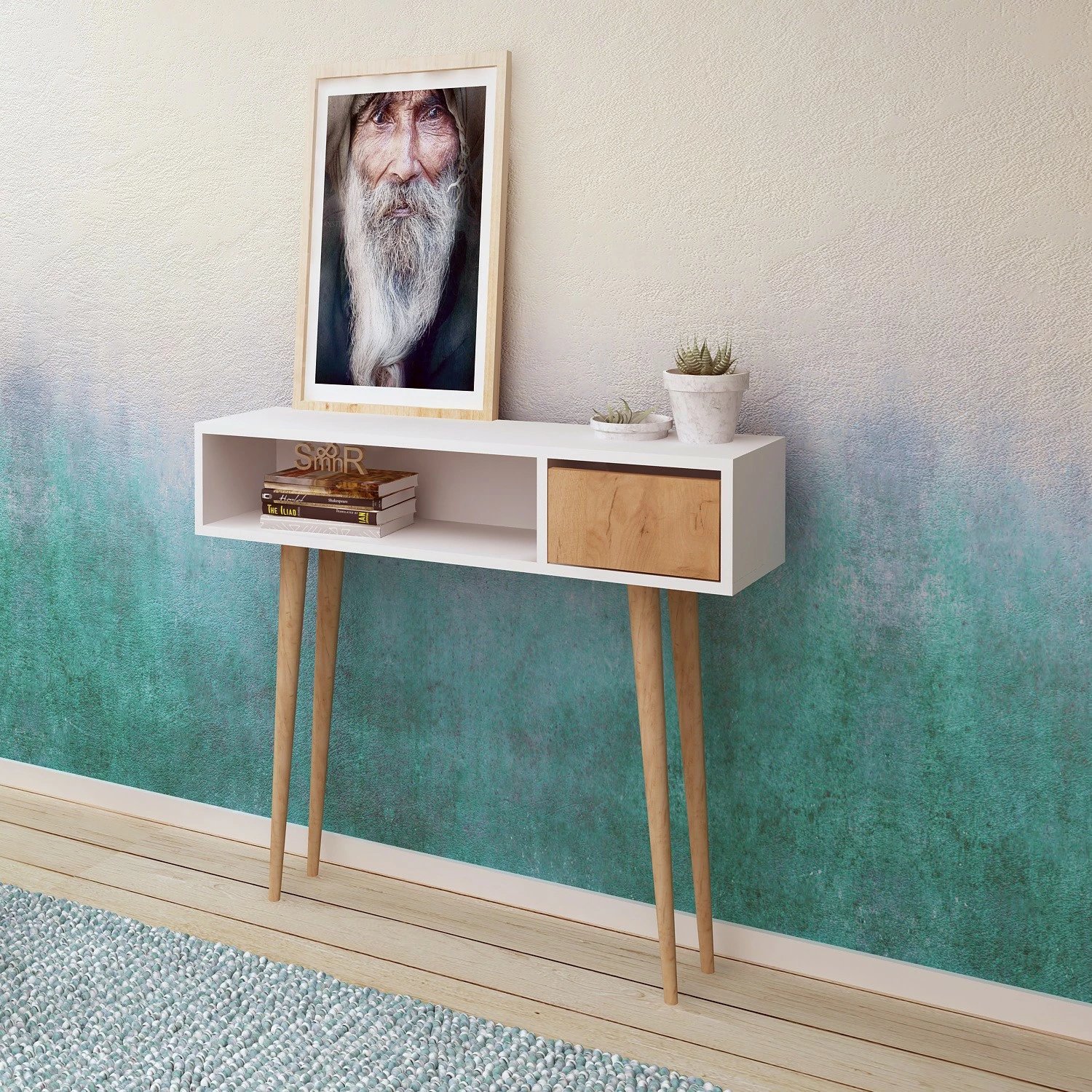 Komodë 2-shkallëshe, ngjyrë lis dhe e bardhë, Hanah Home Kiogi