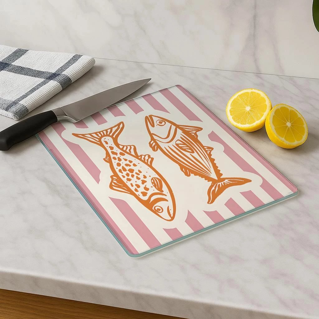 Dërrasë prerëse Hermia, qelq i temperuar, shumëngjyrëshe, 30x40cm