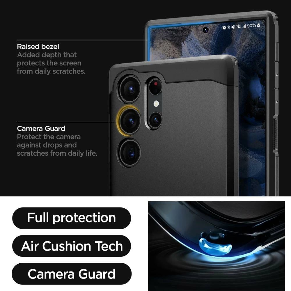 Mbështjellës Spigen Tough Armor për Samsung Galaxy S23 Ultra, i zi Mbështjellës Spigen Tough Armor për Samsung Galaxy S23 Ultra, i zi