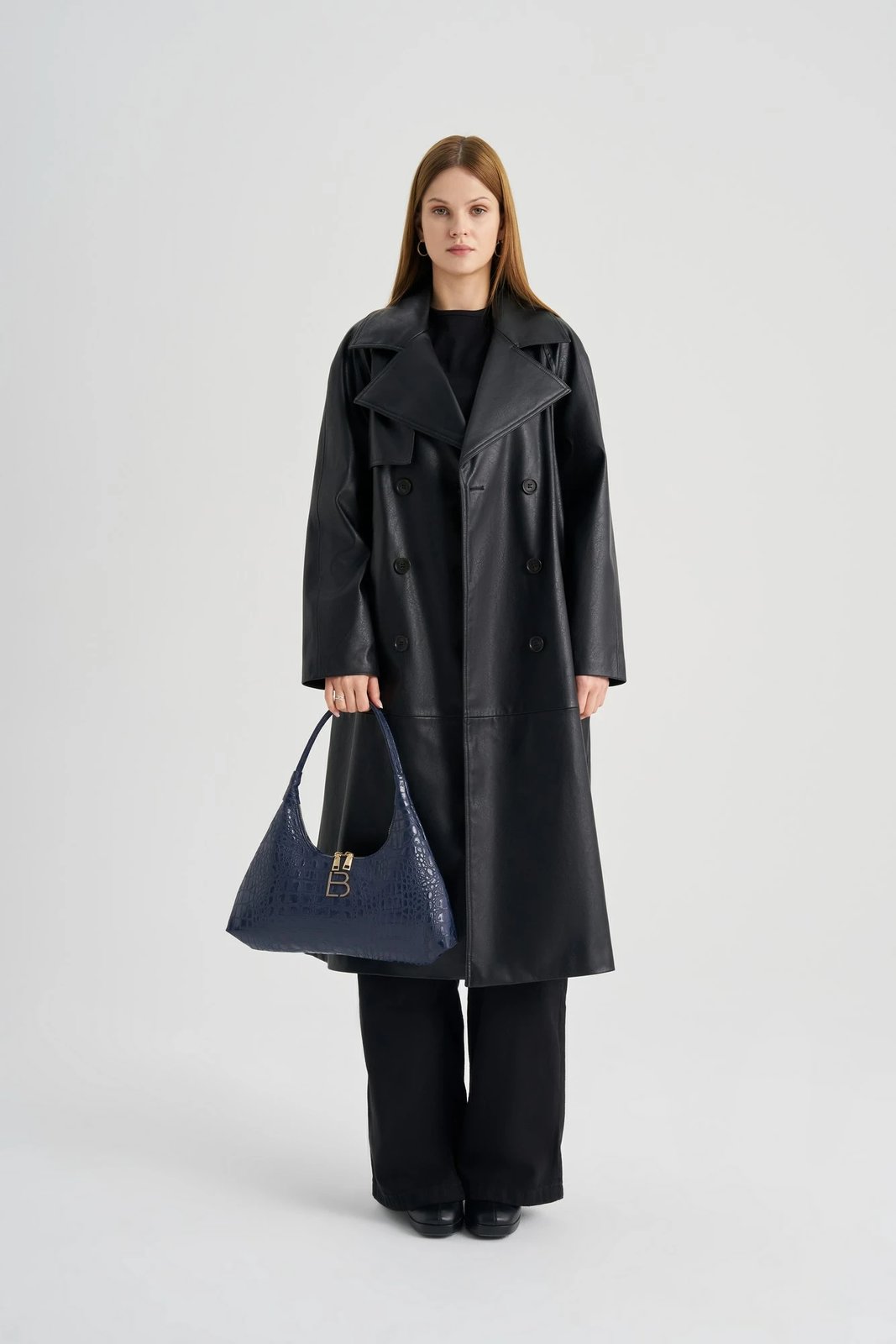 Çantë shpatullës Lucky Bees, croco ngjyrë kaltër e errët, 505