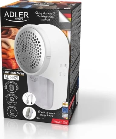 Makinë heqëse pezulash rrobash, Adler AD 9621, USB rimbushëse 6500 rpm 40 min, teh inox 4.5x4.5 cm, bateri 600 mAh