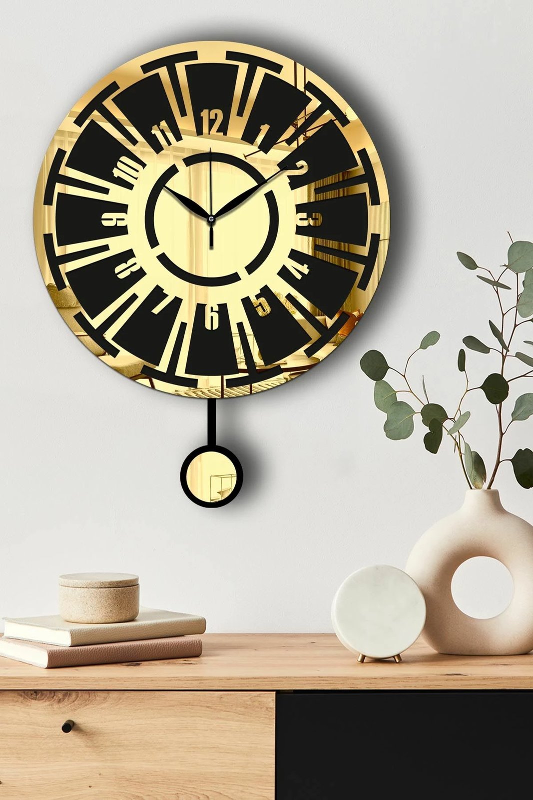 Orë muri dekorative Wallity, ngjyrë ari e zezë, Vlnt114Al