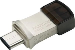 USB memorje Transcend JetFlash 890, 64GB, USB Type-A/Type-C, USB 3.2, zi/argjendtë