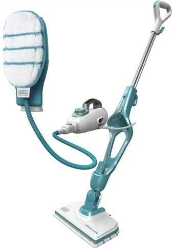 Shtupë me avull 9 në 1 Black & Decker, 0.5L, 1300W, e bardhë/terkiz