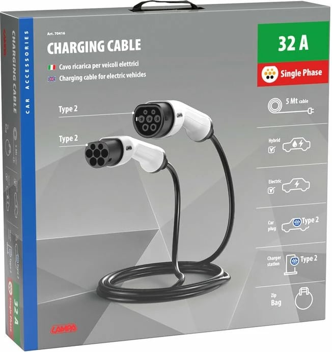 Kablla Mbushes Baterie Makina Elektrike 1fazore 32a 5m Kablla Mbushes Baterie Makina Elektrike 1fazore 32a 5m