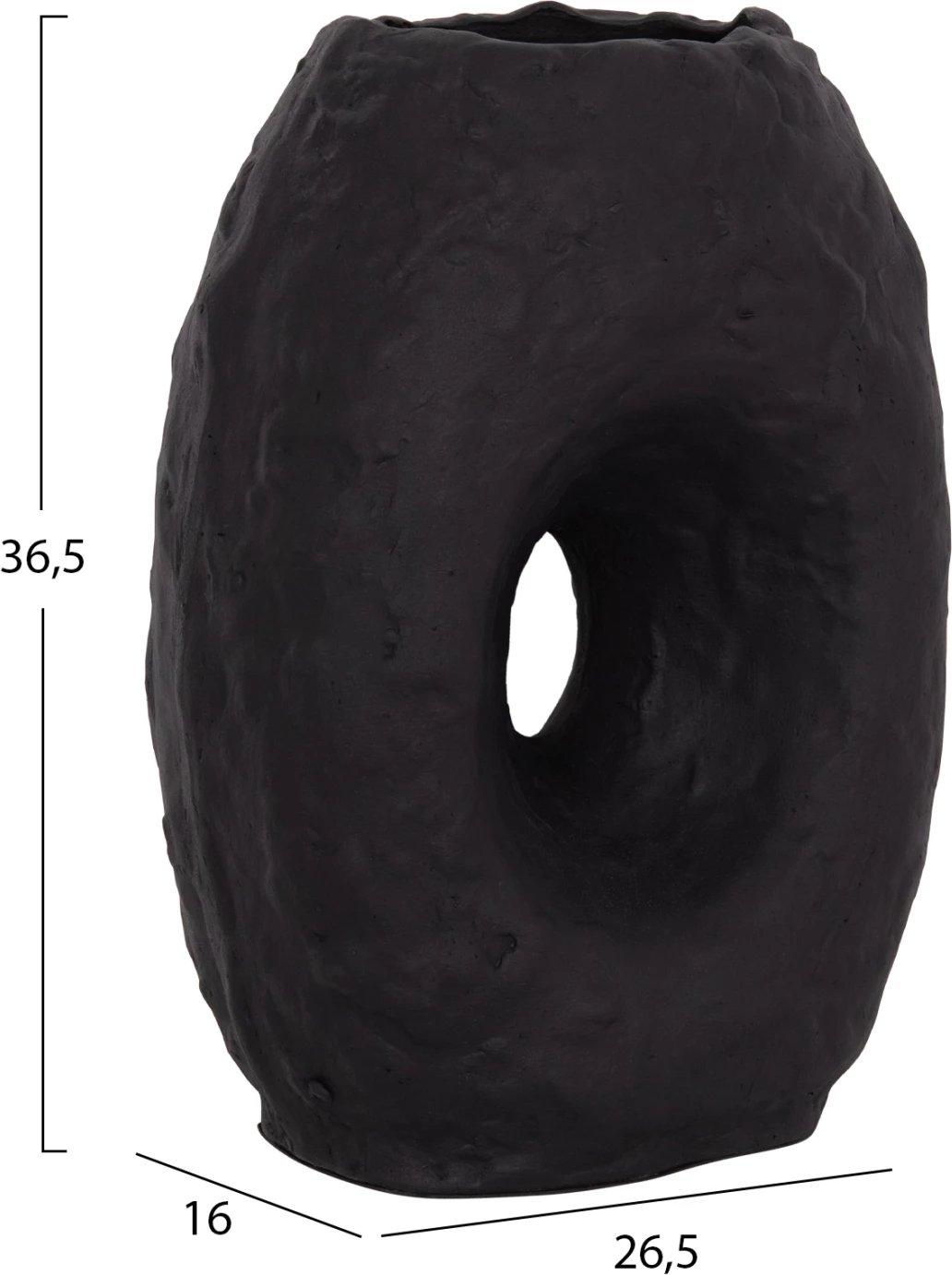 Vazo dekorative tavoline NAMENTIS, terrakotë, ngjyrë e zezë, FH4673.01L, 26.5x16x36.5cm