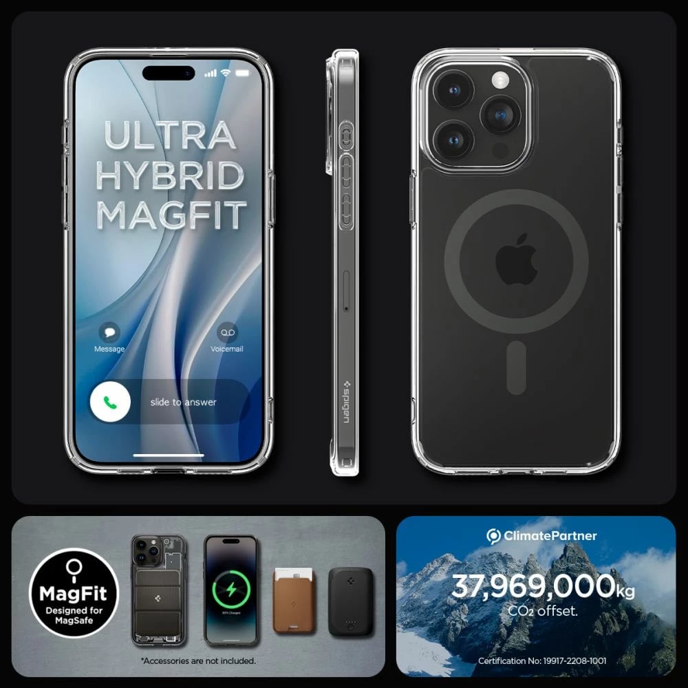 Mbështjellës Spigen Ultra Hybrid Mag për iPhone 15 Pro Max, MagSafe, grafit
