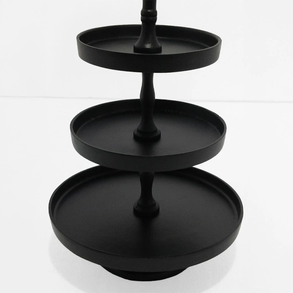 Stendë servirëse 3 nivele, alumin, e zezë, 20x20x35cm