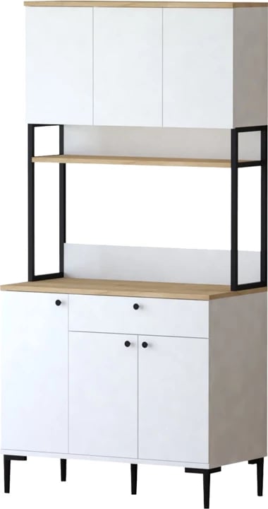 Dollap kuzhine Lenner, ngjyrë e bardhë-sonoma, 90x45x184cm