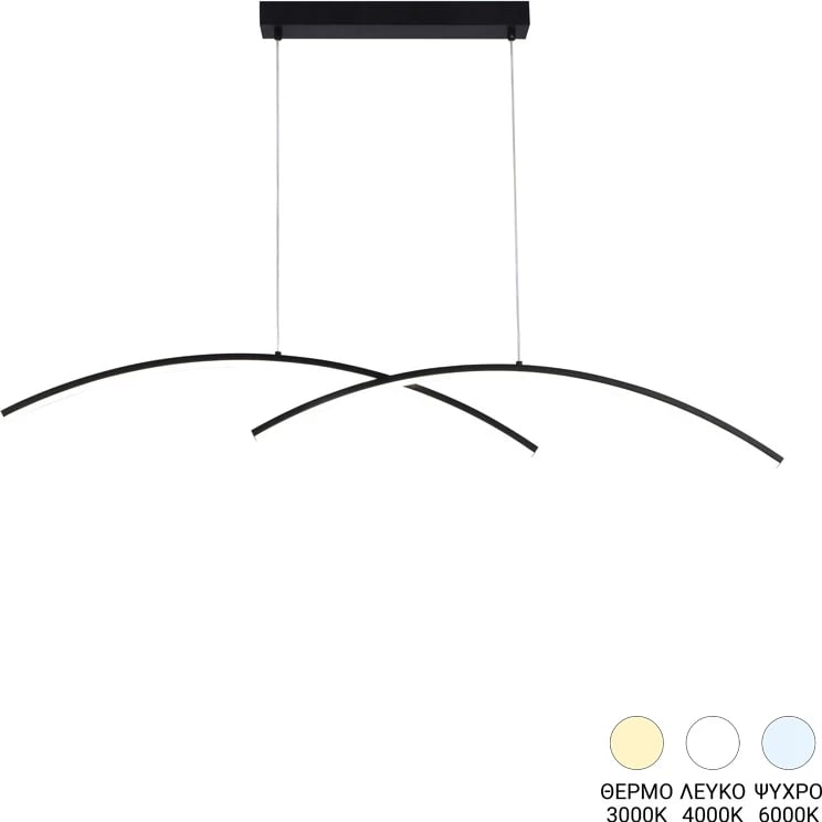 Llambë tavani LED me 2 drita, metal i zi, Frenzie, 70x2x10cm