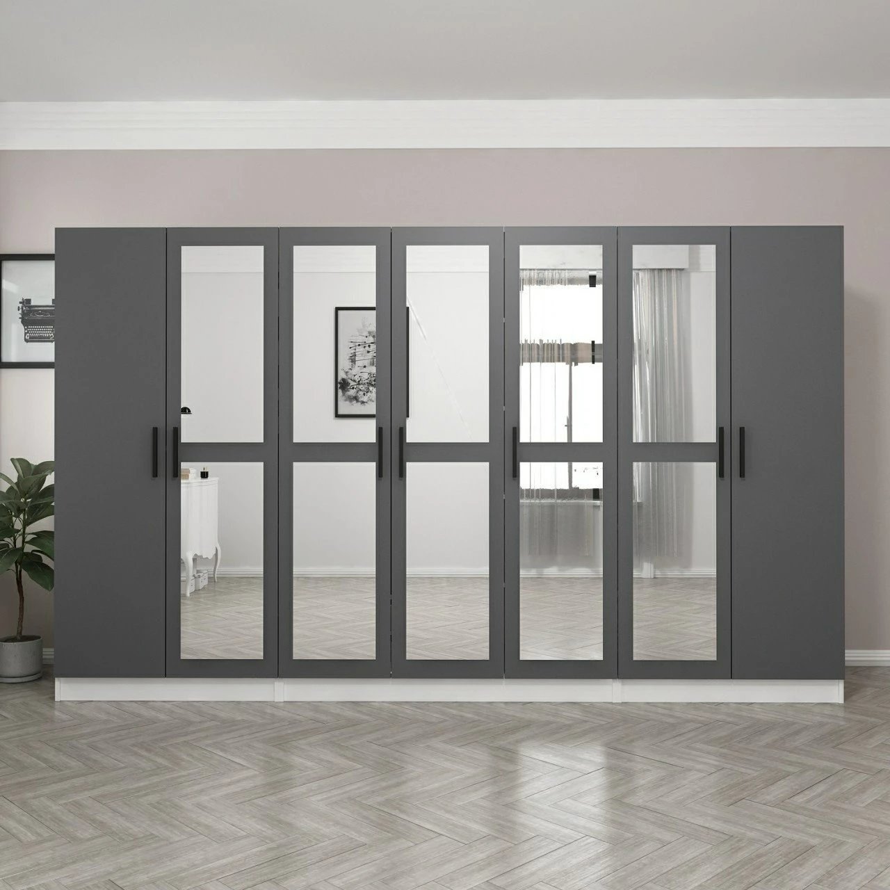 Dollap garderobë Skye Decor, ngjyrë antracit, Kale - 5069