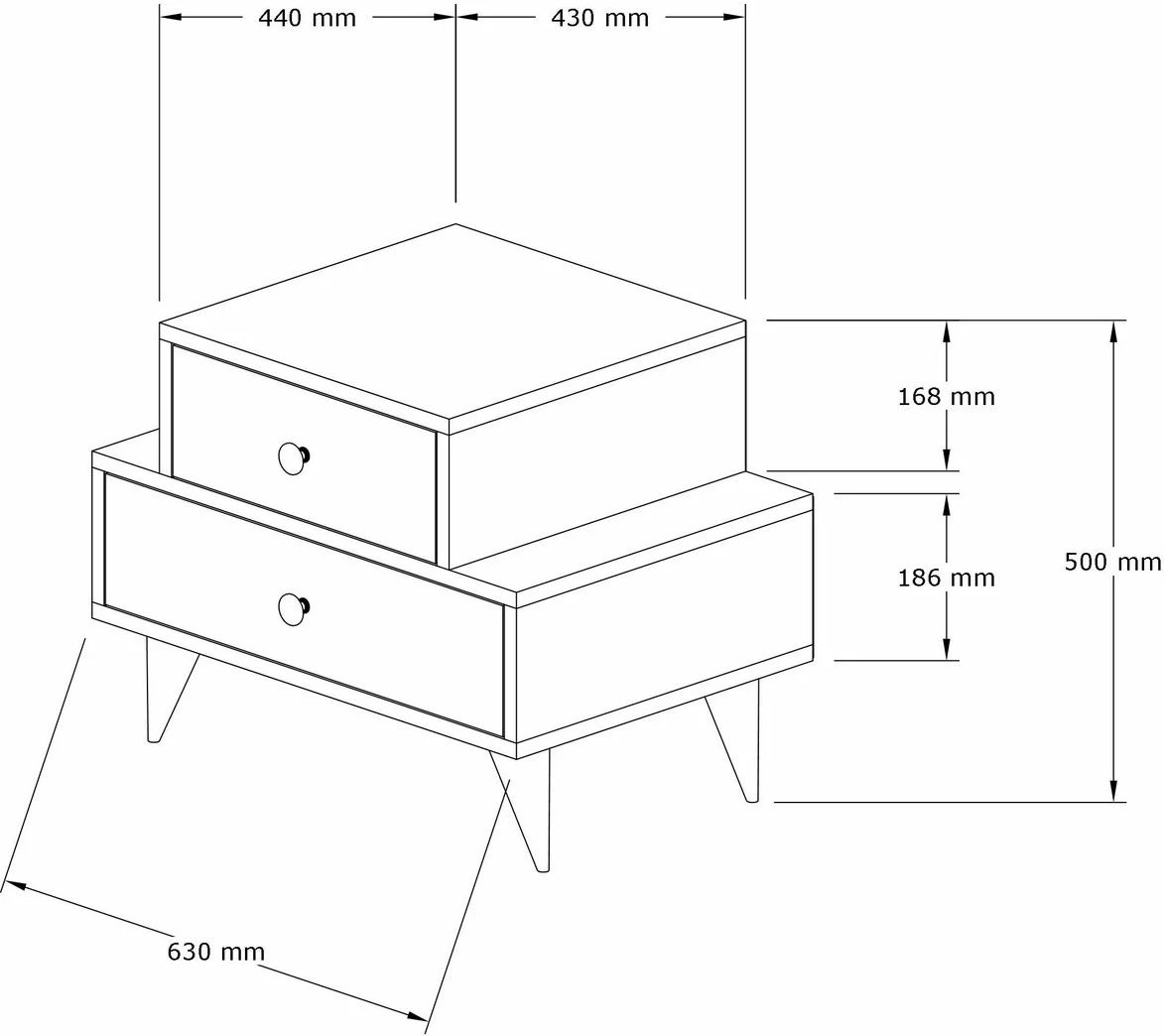 Komodinë skandinave, ngjyrë e bardhë dhe arre, Hanah Home, Mise Komodinë skandinave, ngjyrë e bardhë dhe arre, Hanah Home, Mise
