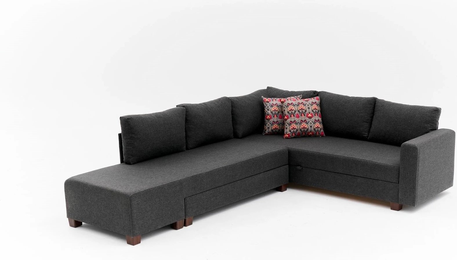 Kënd divan-krevat Atelier del Sofa, antracit, pjesa e majtë