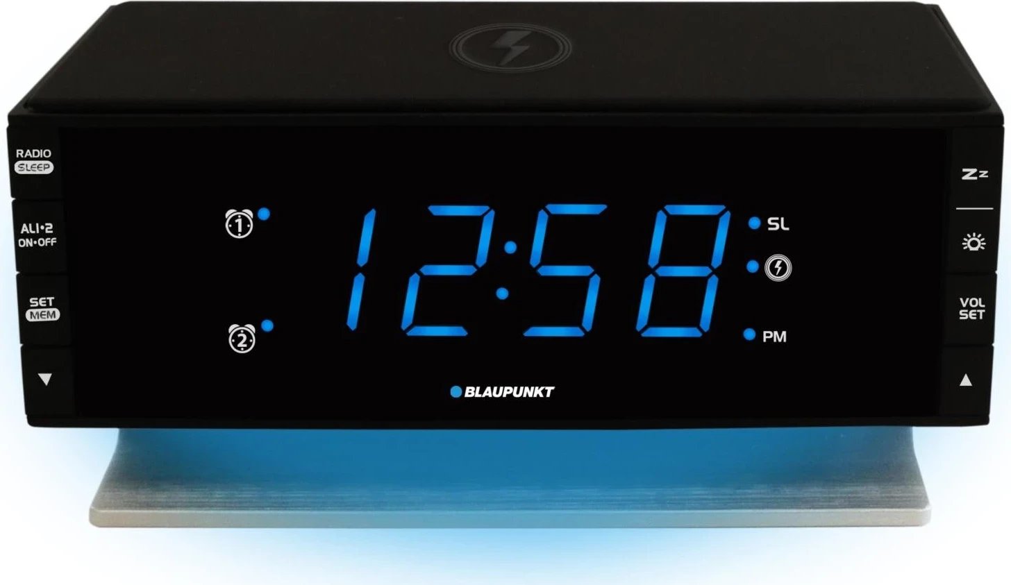 Radio me alarm dhe mbushës wireless Blaupunkt CR55CHARGE, e zezë