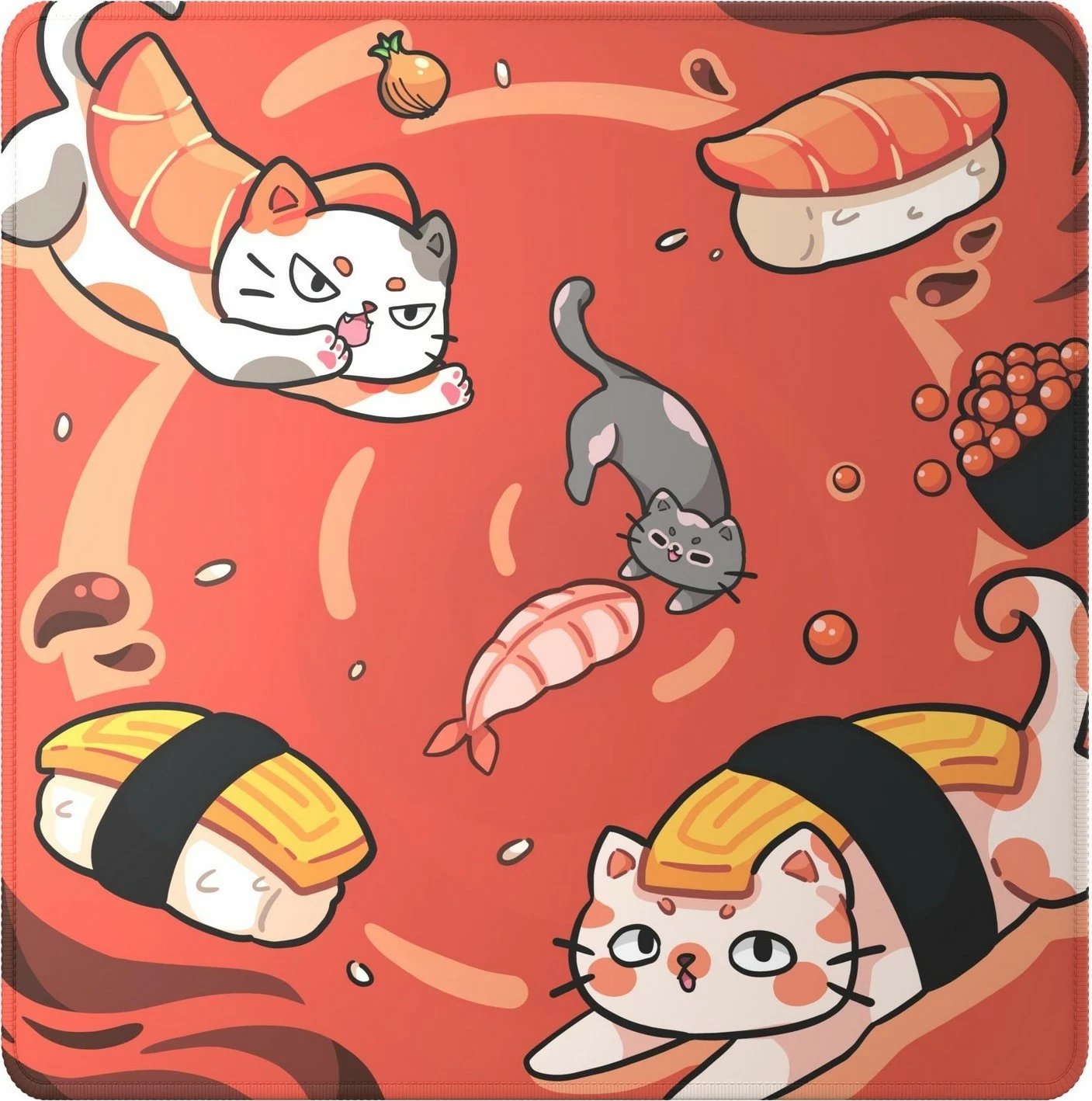 Mauspad Dark Project Sushi Cats Pro L, tekstil, e kuqe