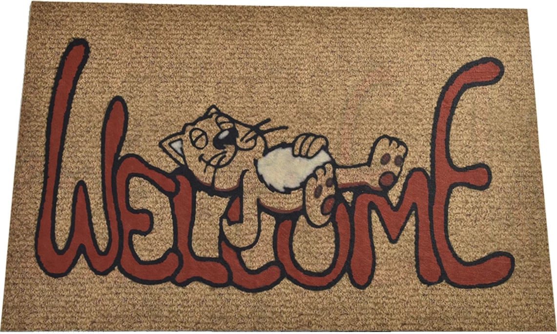 Tapet PVC për hyrje, dizajn me mace, multingjyrësh, 40x60cm