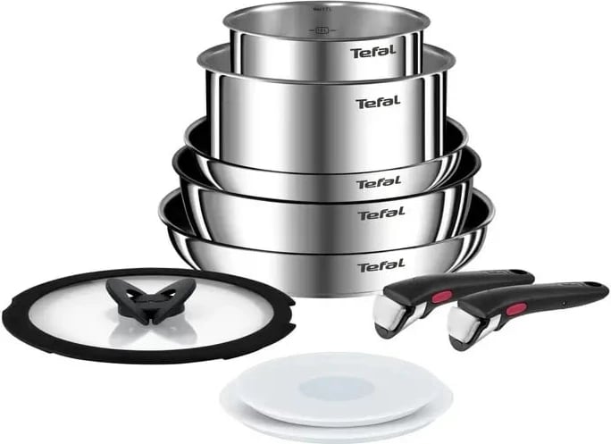 Set tenxheresh dhe tiganësh Tefal Ingenio Emotion L897SA74, 10 pjesë, çelik inoks, Titanium