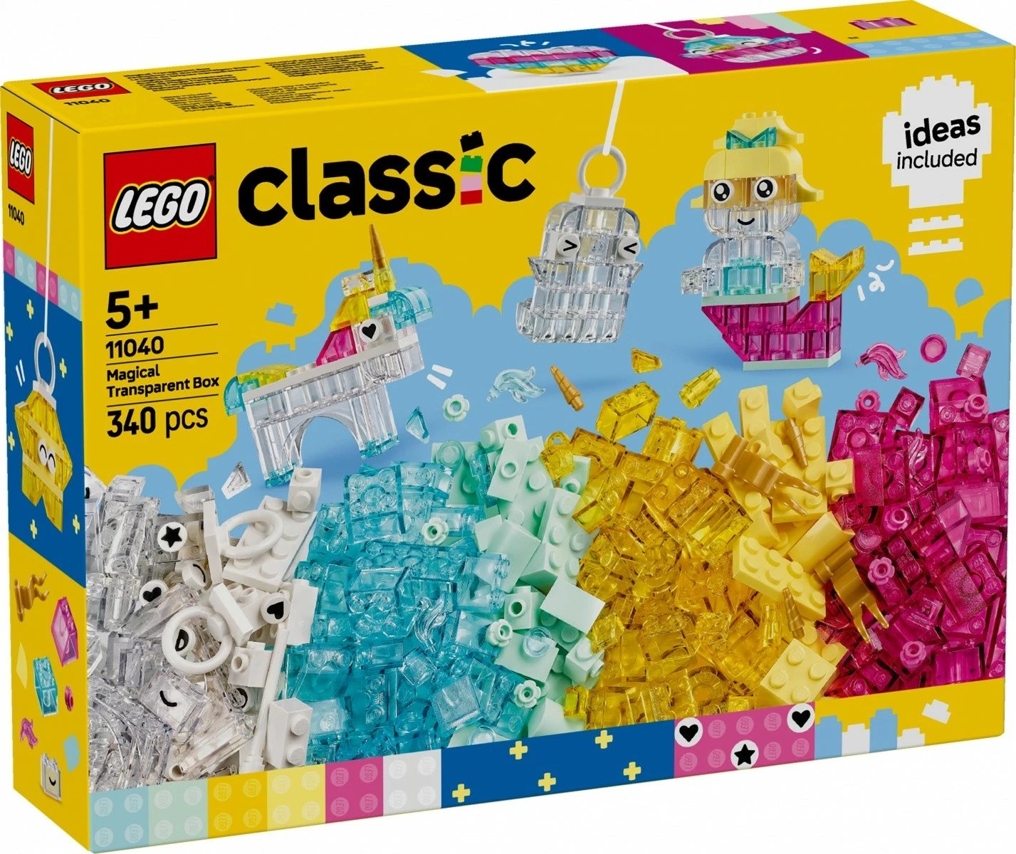 Set LEGO Classic 11040 me blloqe transparente, 340 copa