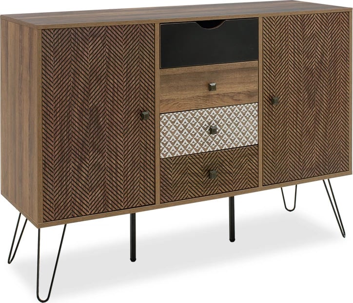 Bufe Boho me katër sirtarë, ngjyrë arre, 122x39,5x86cm Bufe Boho me katër sirtarë, ngjyrë arre, 122x39,5x86cm