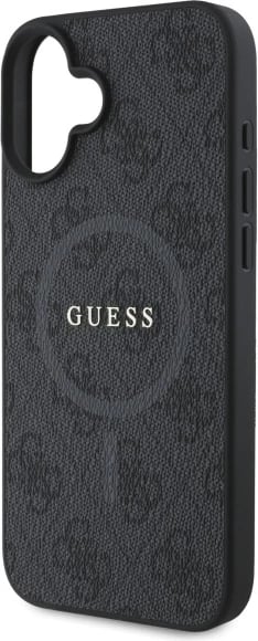 Mbështjellës Guess 4G Ring Classic Logo MagSafe për iPhone 16, e zezë Mbështjellës Guess 4G Ring Classic Logo MagSafe për iPhone 16, e zezë