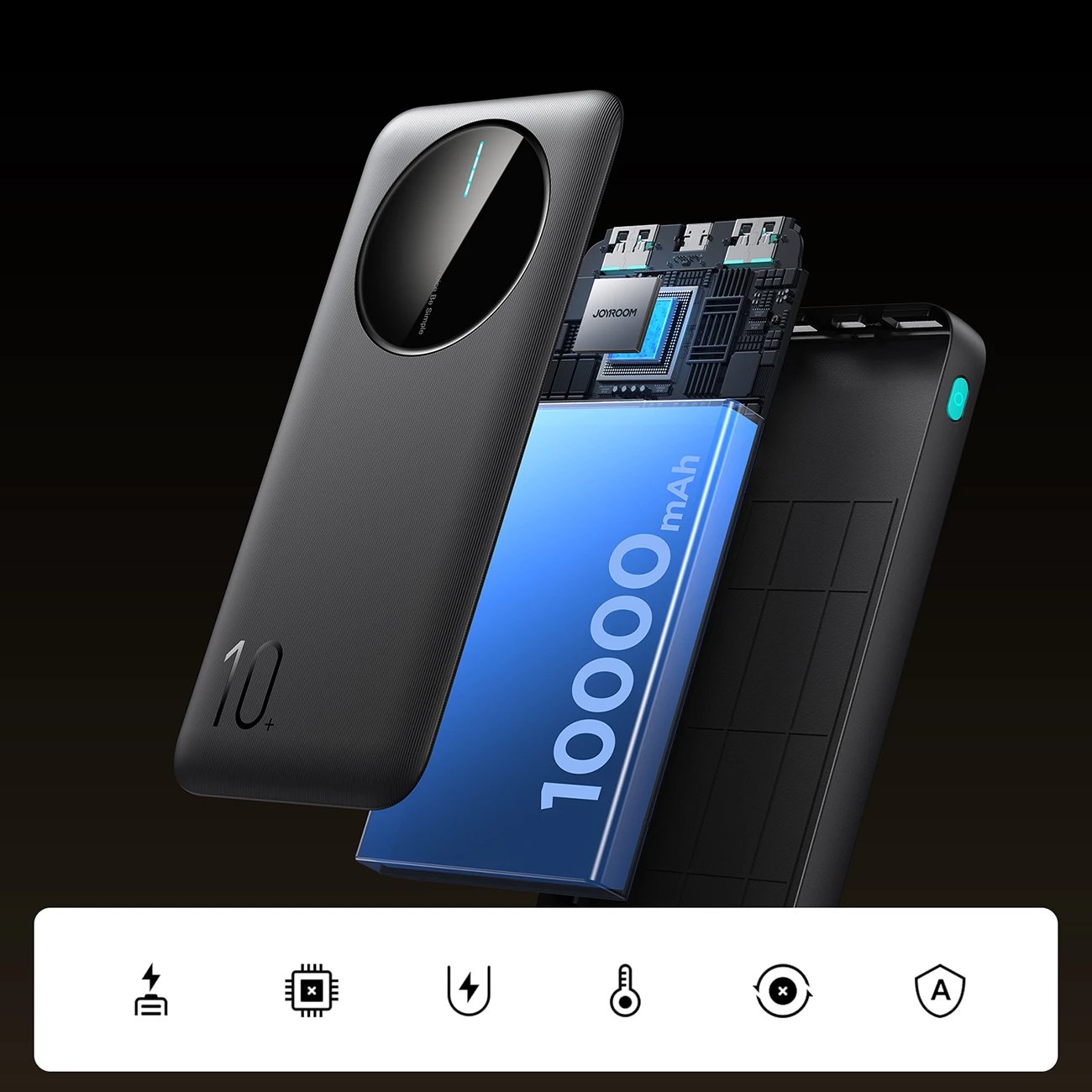 Powerbank Joyroom JR-PBF12, 10000mAh, 2x USB-A, 1x USB-C, e zezë
