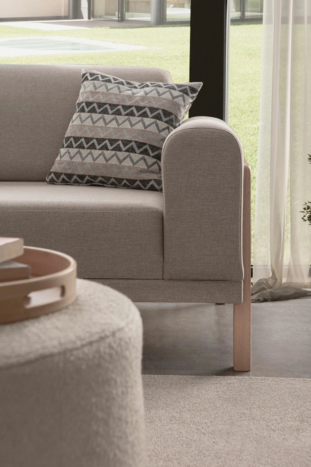 Kënd divani Atelier del Sofa, ngjyrë krem, Relax majtas