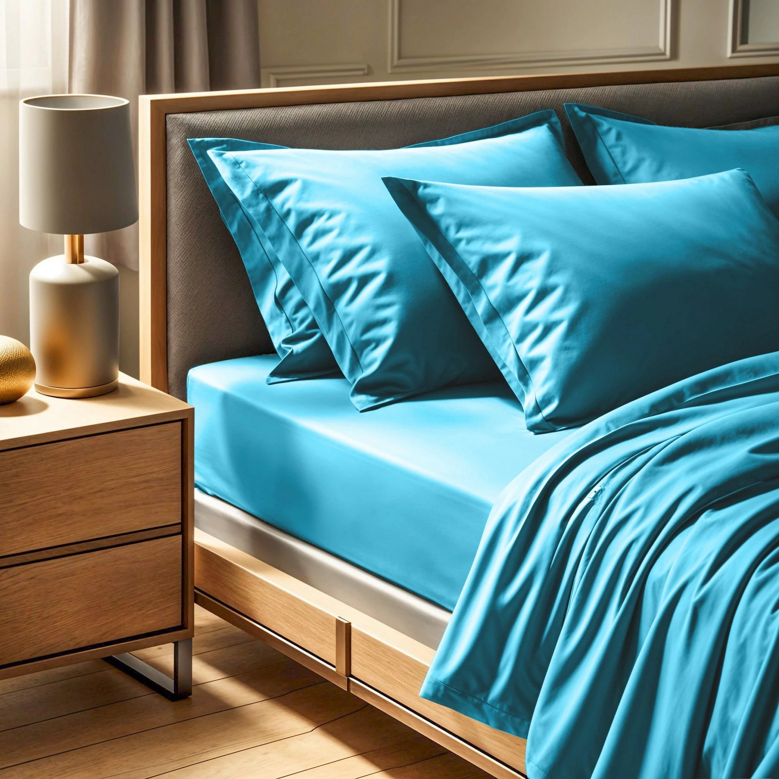 Çarçaf fitted Ranforce Double XL, ngjyrë turquoise, 140x200+30 cm