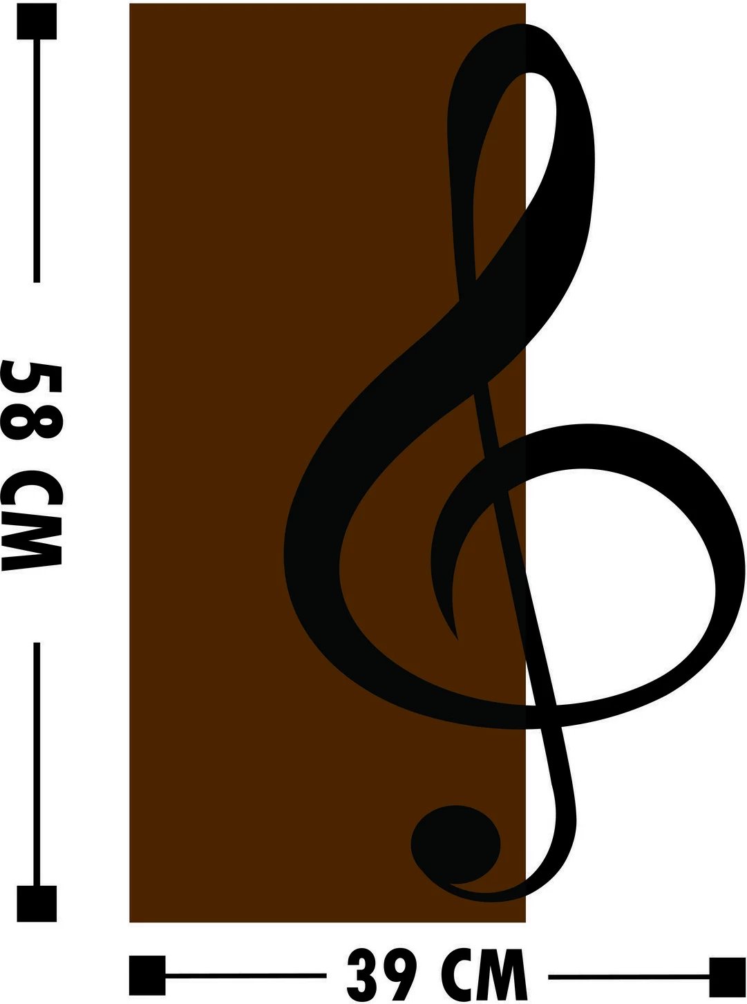 Aksesor dekorativ muri prej druri, Wallity, çelës sol, ngjyrë arre/zezë, 39x58cm