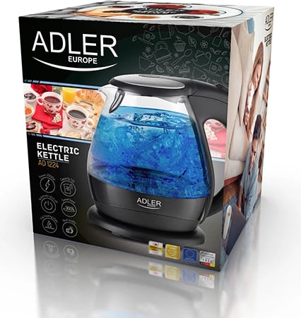 Çajnik elektrik xhami, Adler AD 1224, 1.5 L, 2200W, ndriçim LED, i zi