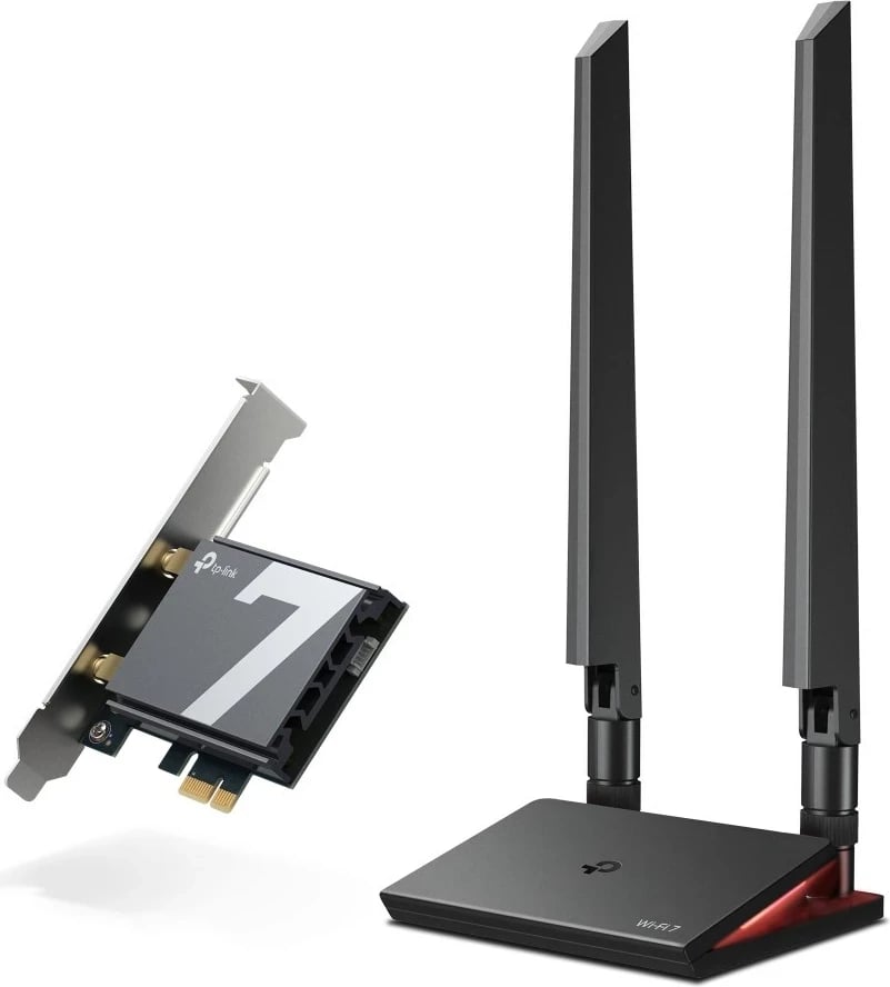 Kartë rrjeti TP-Link Archer BE9300, Wi-Fi 7, Bluetooth 5.4, PCIe, E zezë