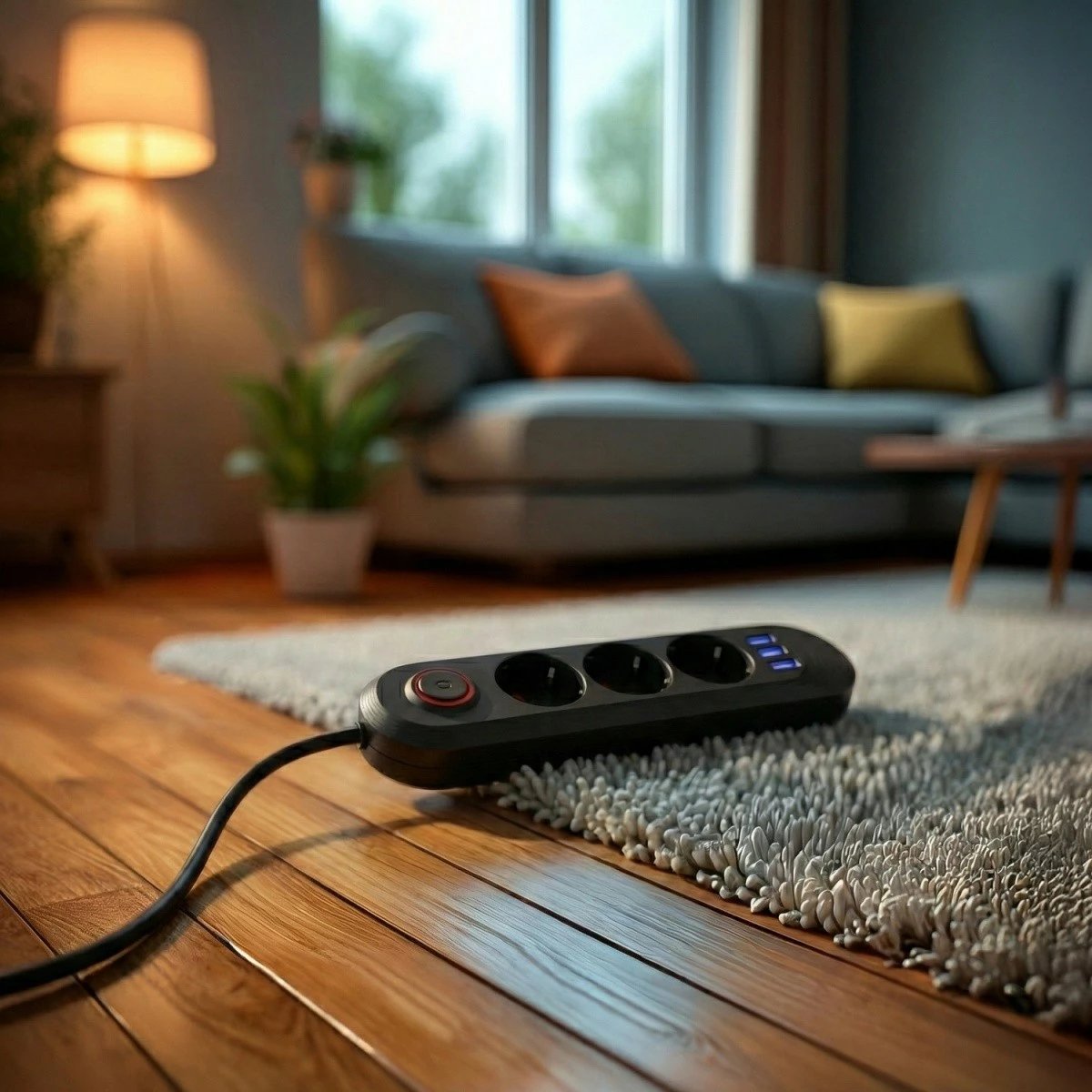 Zgjatues elektrik, Maclean MCE394 B, 3x Schuko + 3x USB, kabllo 1.5 m, 2500W 2.1A, 110-240V, i zi