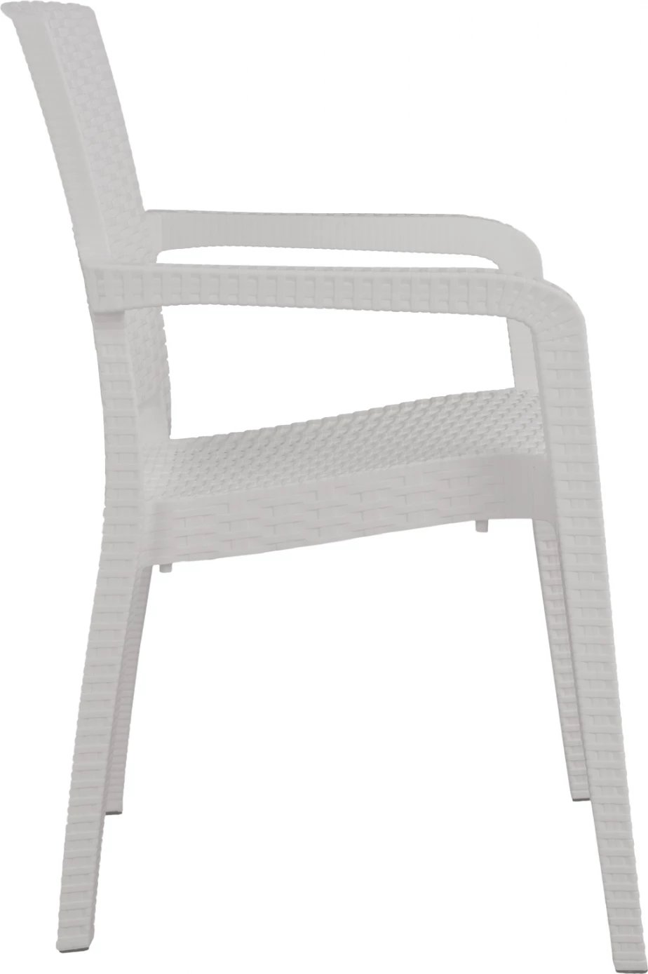 Karrige me krahë polipropileni, dizajn ratan, ngjyrë e bardhë, FH5590.04, 58x55x87 cm